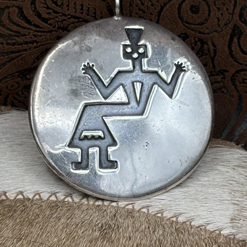 Vintage Native American Hopi Sterling Silver Kachina Pendant Overlay